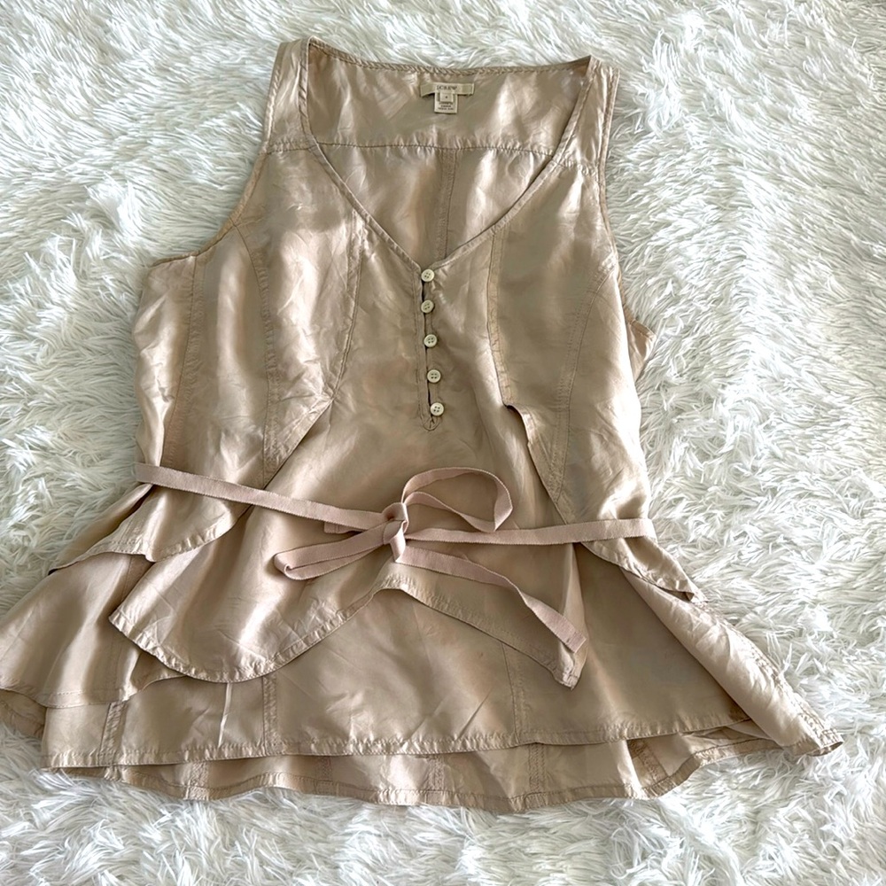 J Crew tiered 100% silk top